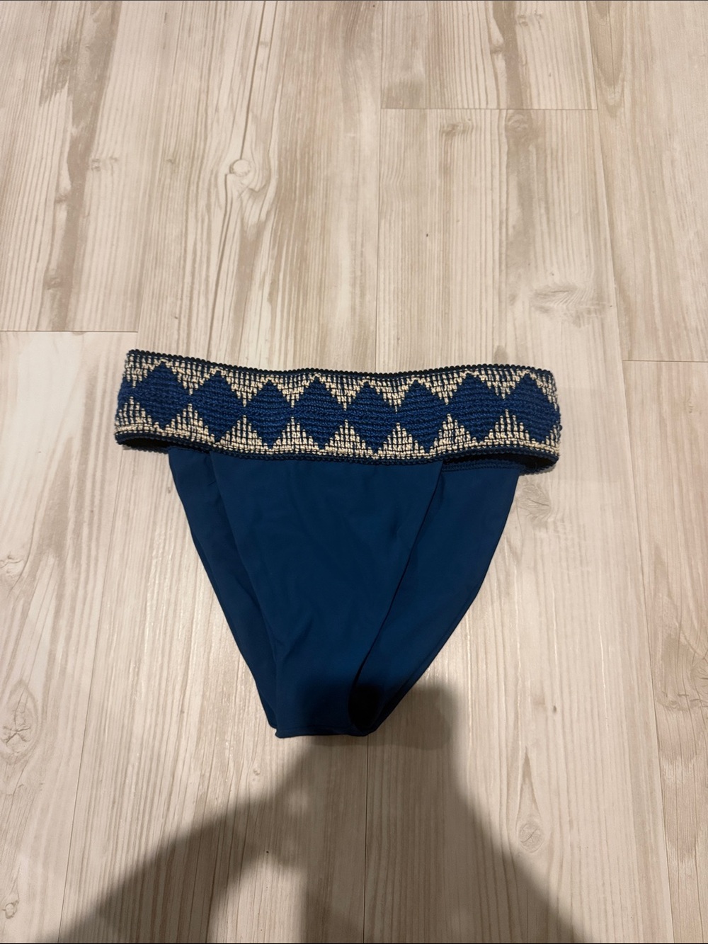 Elysiian Navy Blue Bikini Bottom with Patterned Waistband